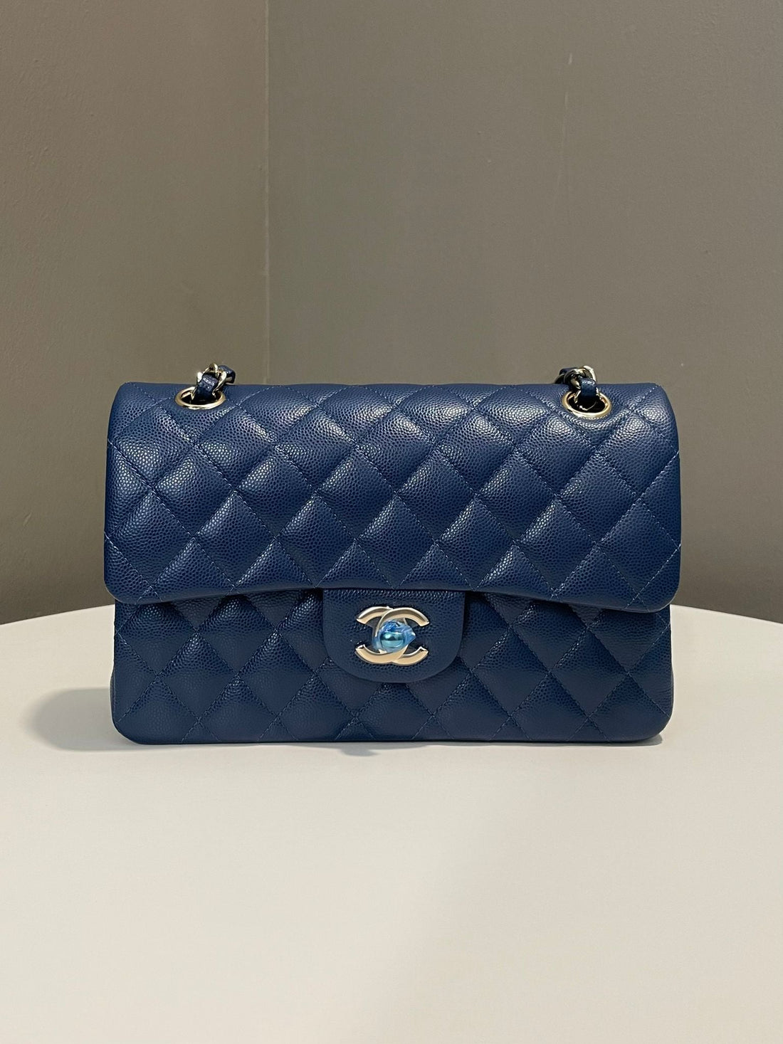 Chanel Classic Quilted Small Double Flap Navy Blue Caviar
