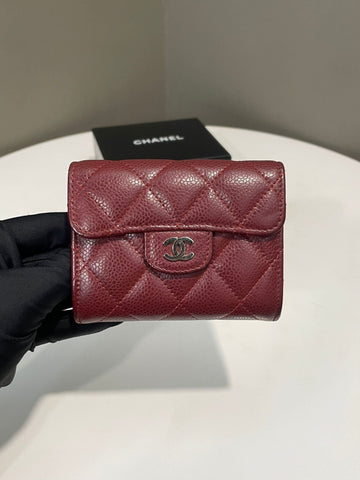 Chanel Classic Quilted XL Card Holder Burgundy Caviar