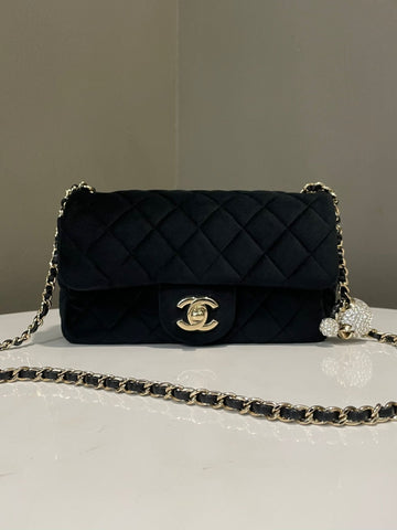 Chanel Crystal Pearl Crush Mini Rectangular Black Velvet