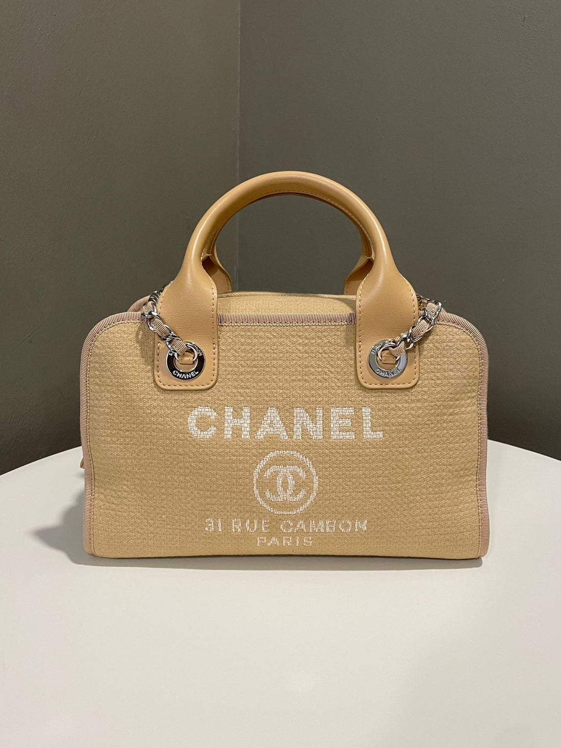 Chanel Deauville Bowling Bag Dark Beige