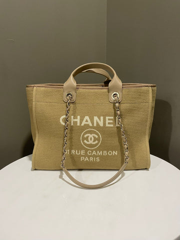 Chanel Deauville Tote Dark Beige Grey