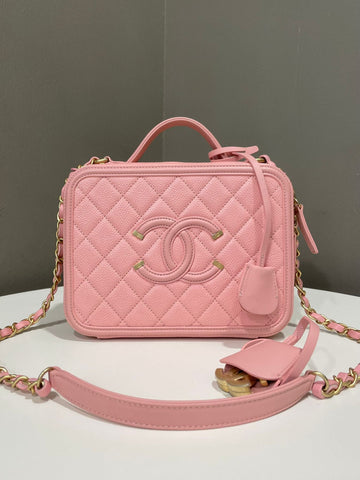 Chanel Filigree Vanity Case Sakura Pink Caviar