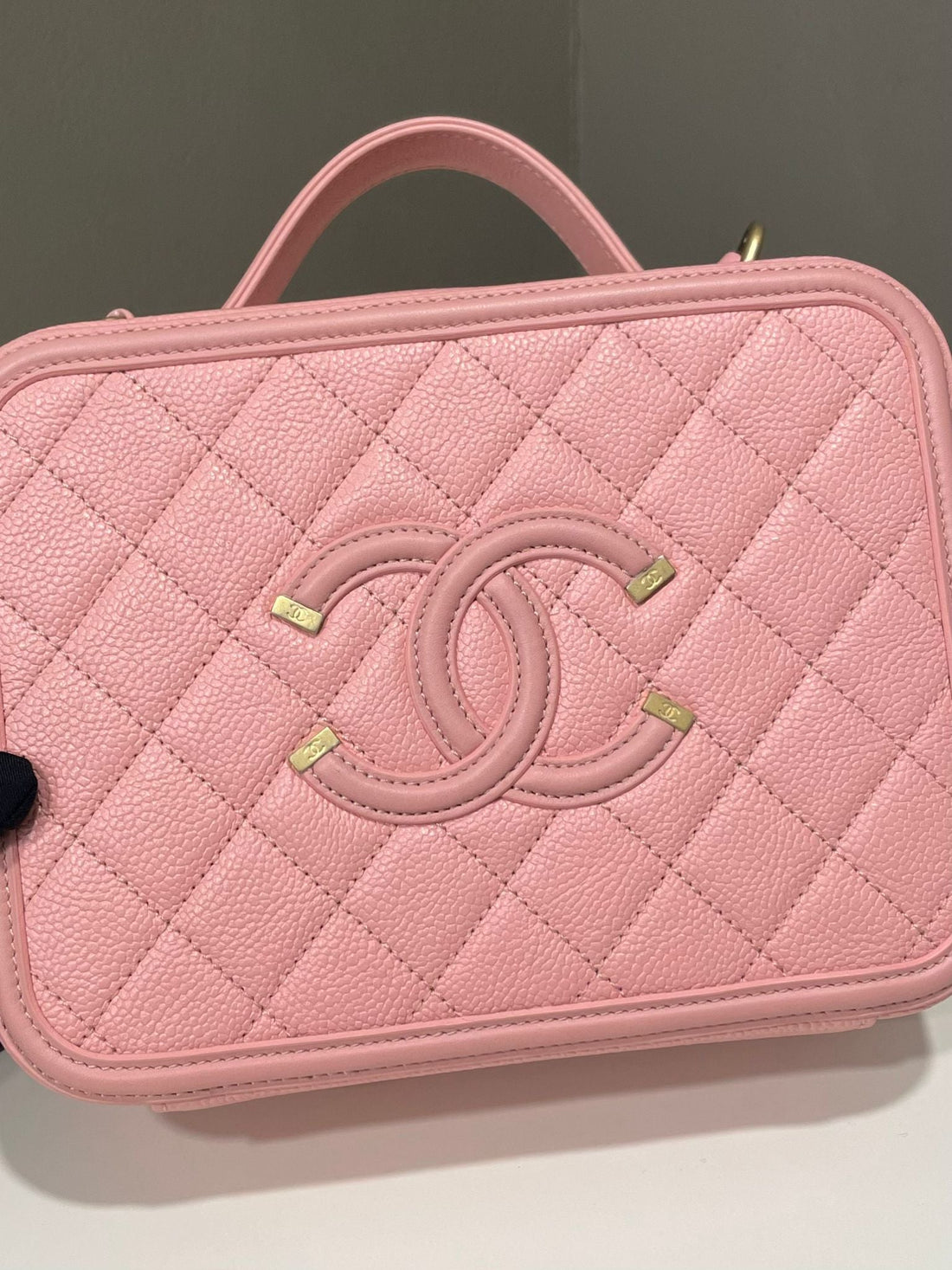 Chanel Filigree Vanity Case Sakura Pink Caviar