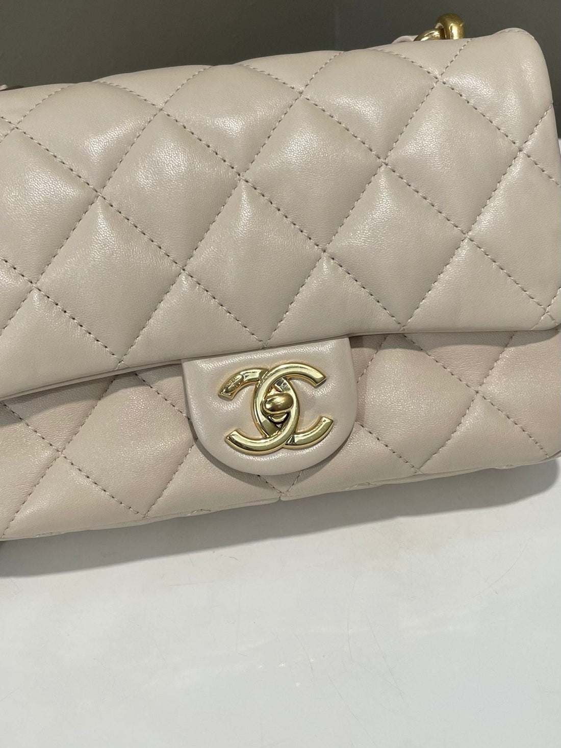 Chanel Funky Town Flap Bag Beige