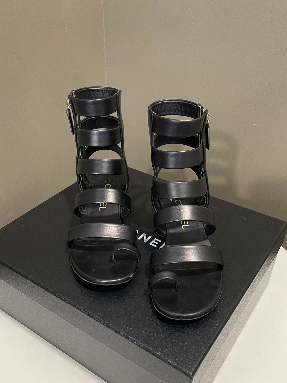 Chanel Gladiator Sandal Black Size 36 C