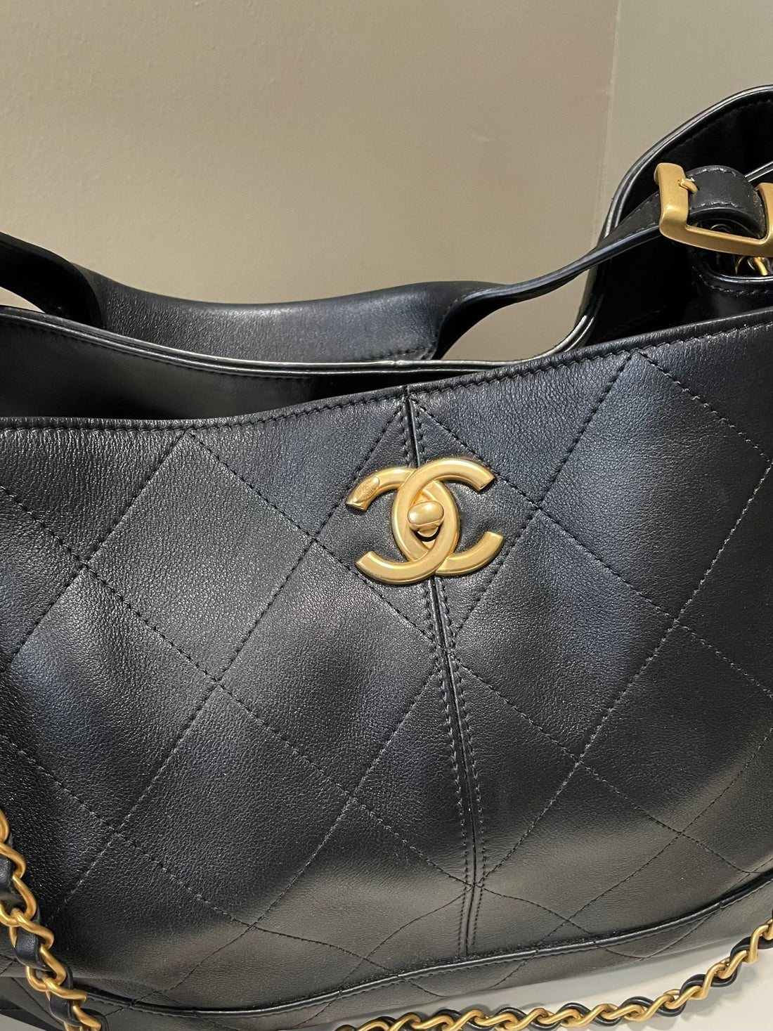 Chanel Hobo Quilted Bag Black Calfskin