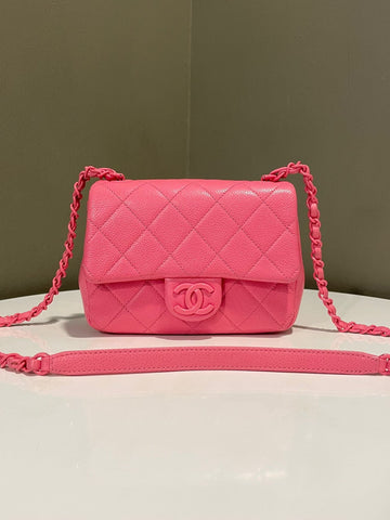 Chanel Incognito Square Flap Bag Mini Rose Pink Caviar