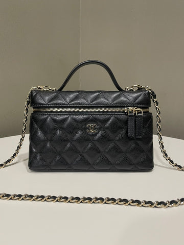 Chanel LP Quilted Top Handle Vanity Black Caviar
