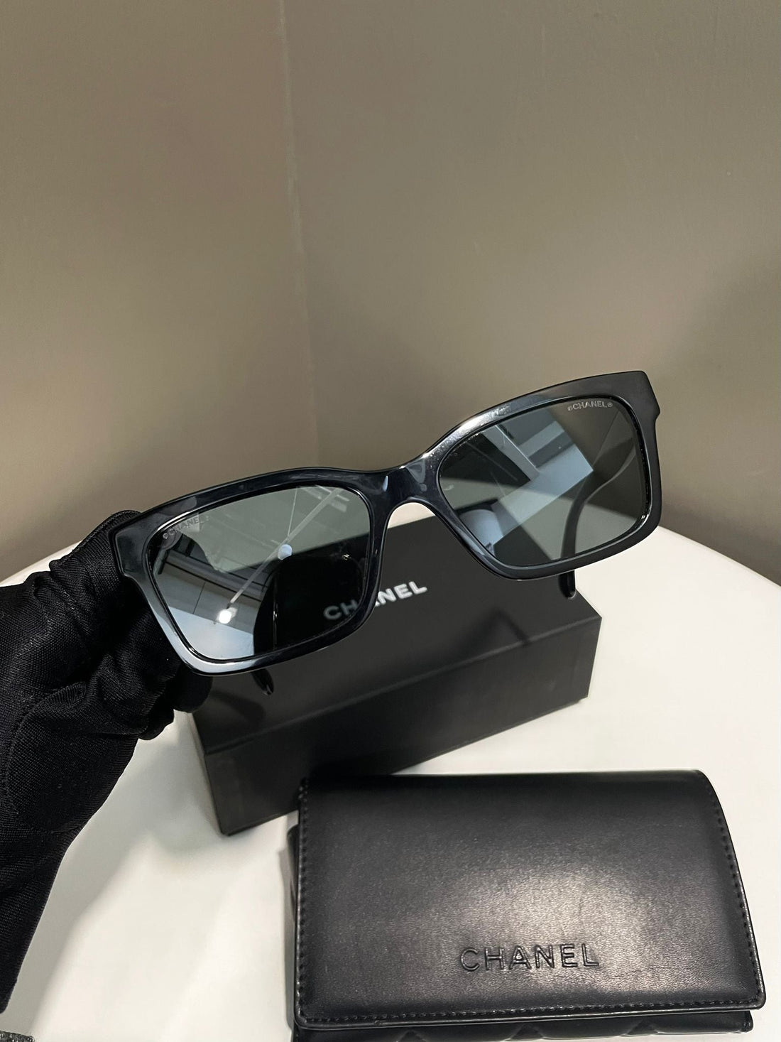 Chanel Letter Logo Sunglasses  Black / Pink