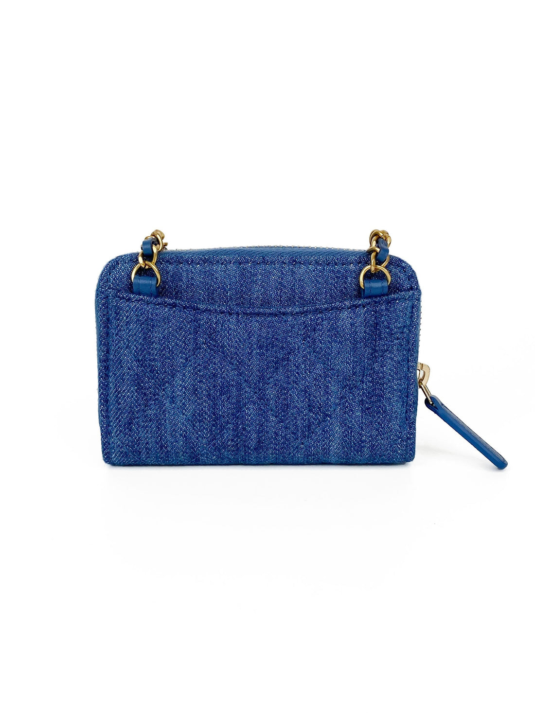 Chanel Mini Denim Cardholder with Pearl Crush