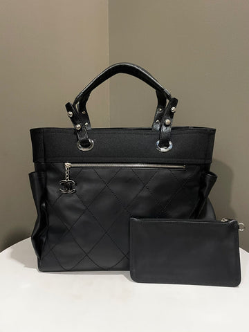 Chanel Paris Biarritz Tote Bag Black Coated Canvas