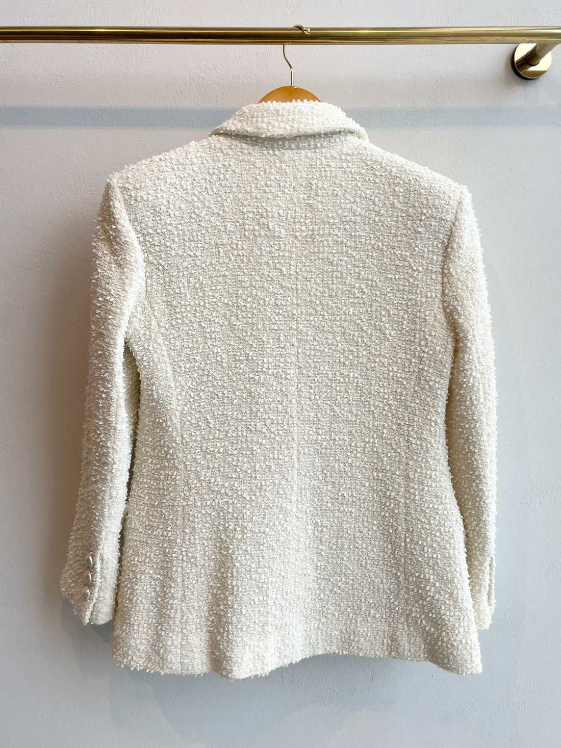 Chanel Pearl Button Jacket Creme Ivory