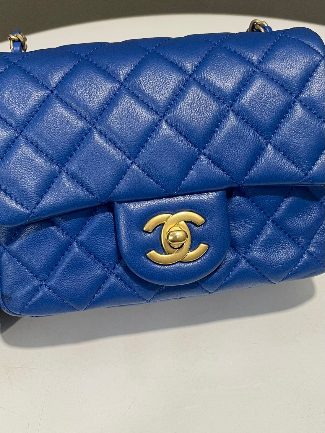 Chanel Pearl Crush Mini Square Cobalt Blue Lambskin