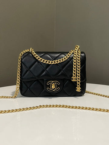 Chanel Pending Cc Flap Bag Black Lambskin