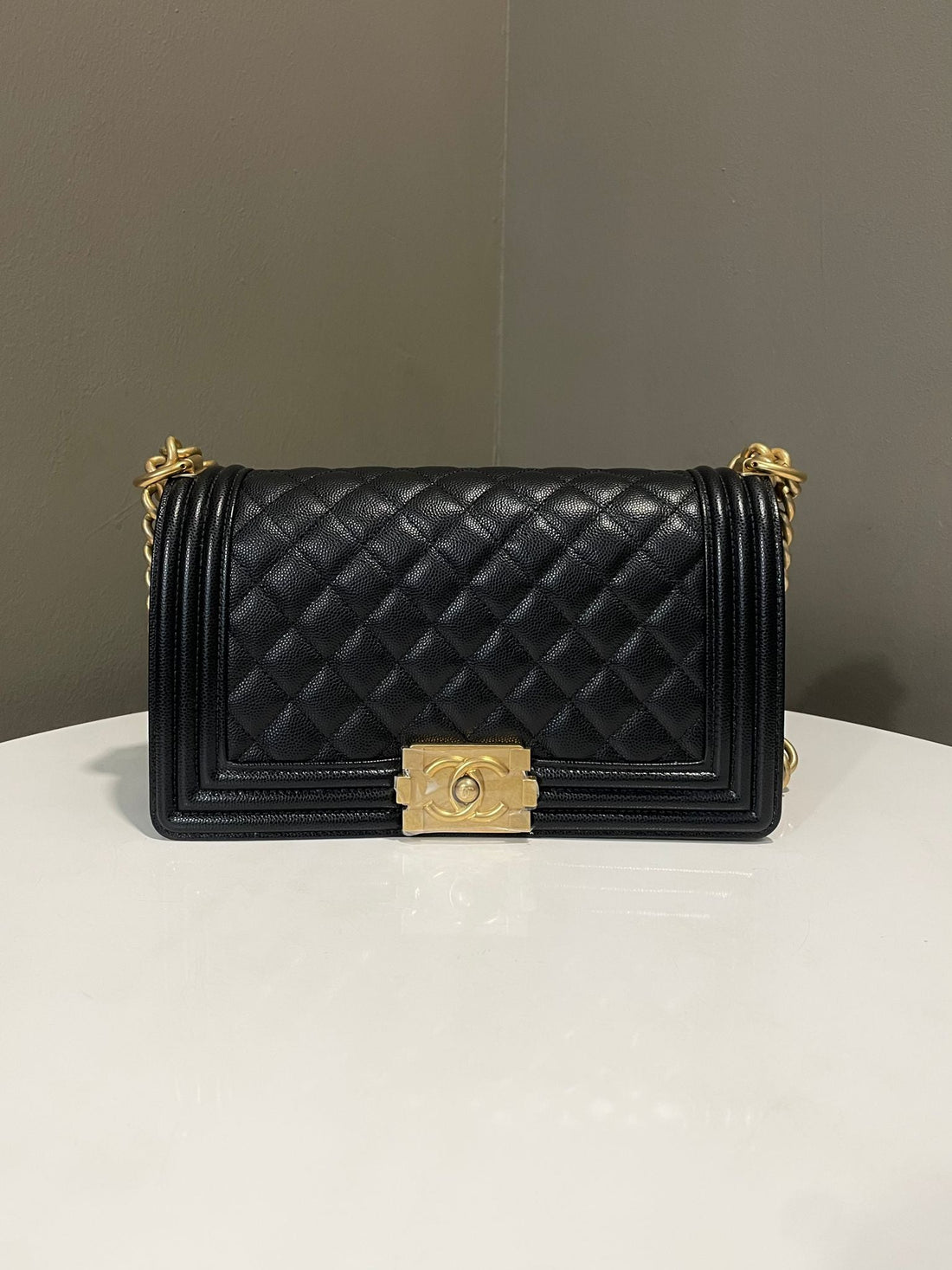 Chanel Quilted Boy Old Medium Black Caviar