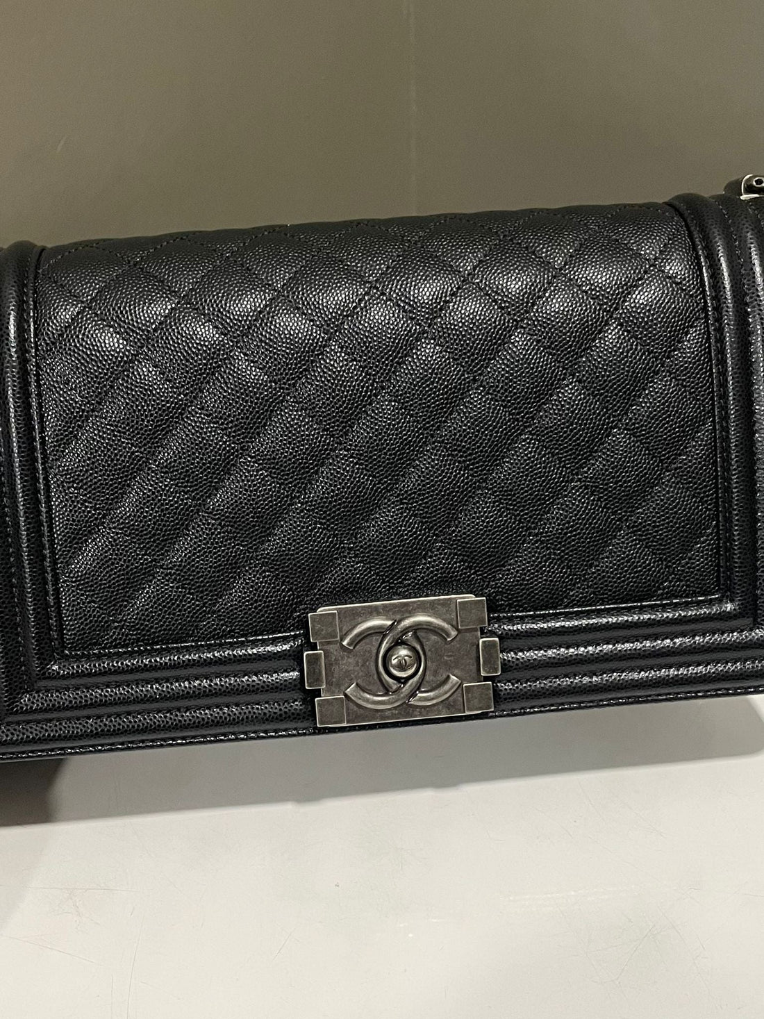 Chanel Quilted Boy Old Medium Black Caviar