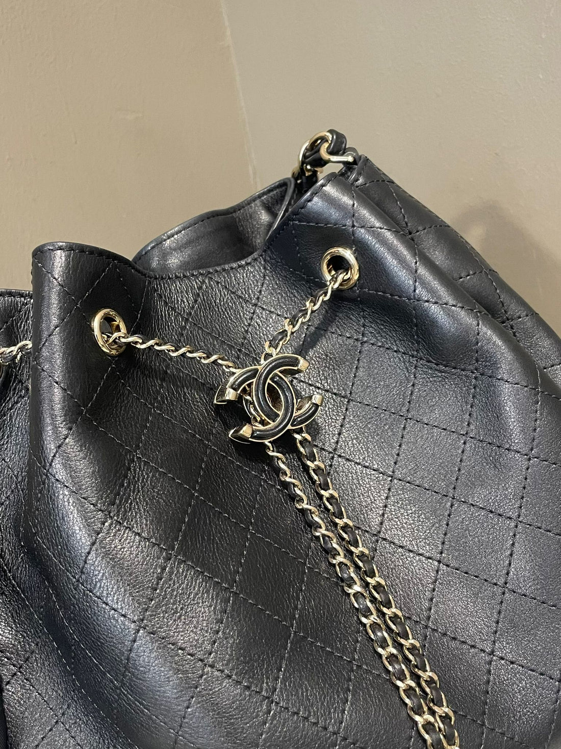 Chanel Quilted CC Bucket Bag Black