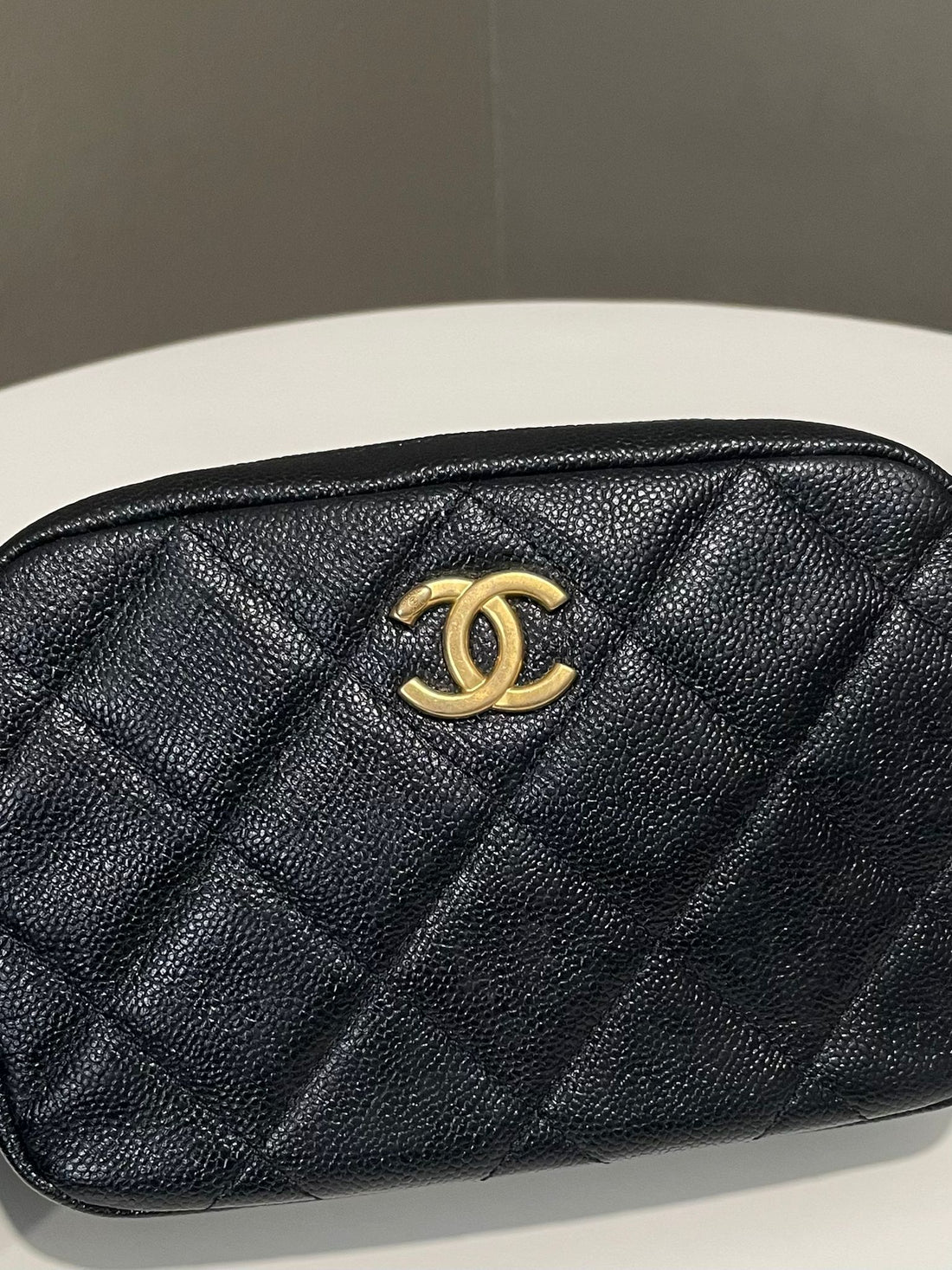 Chanel Quilted Camera Bag Black Caviar Leather