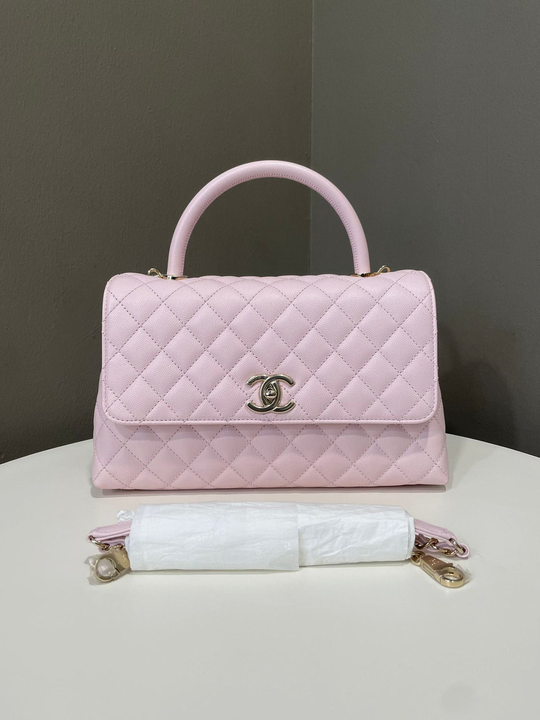 Chanel Quilted Coco Handle Rose Clair Caviar
