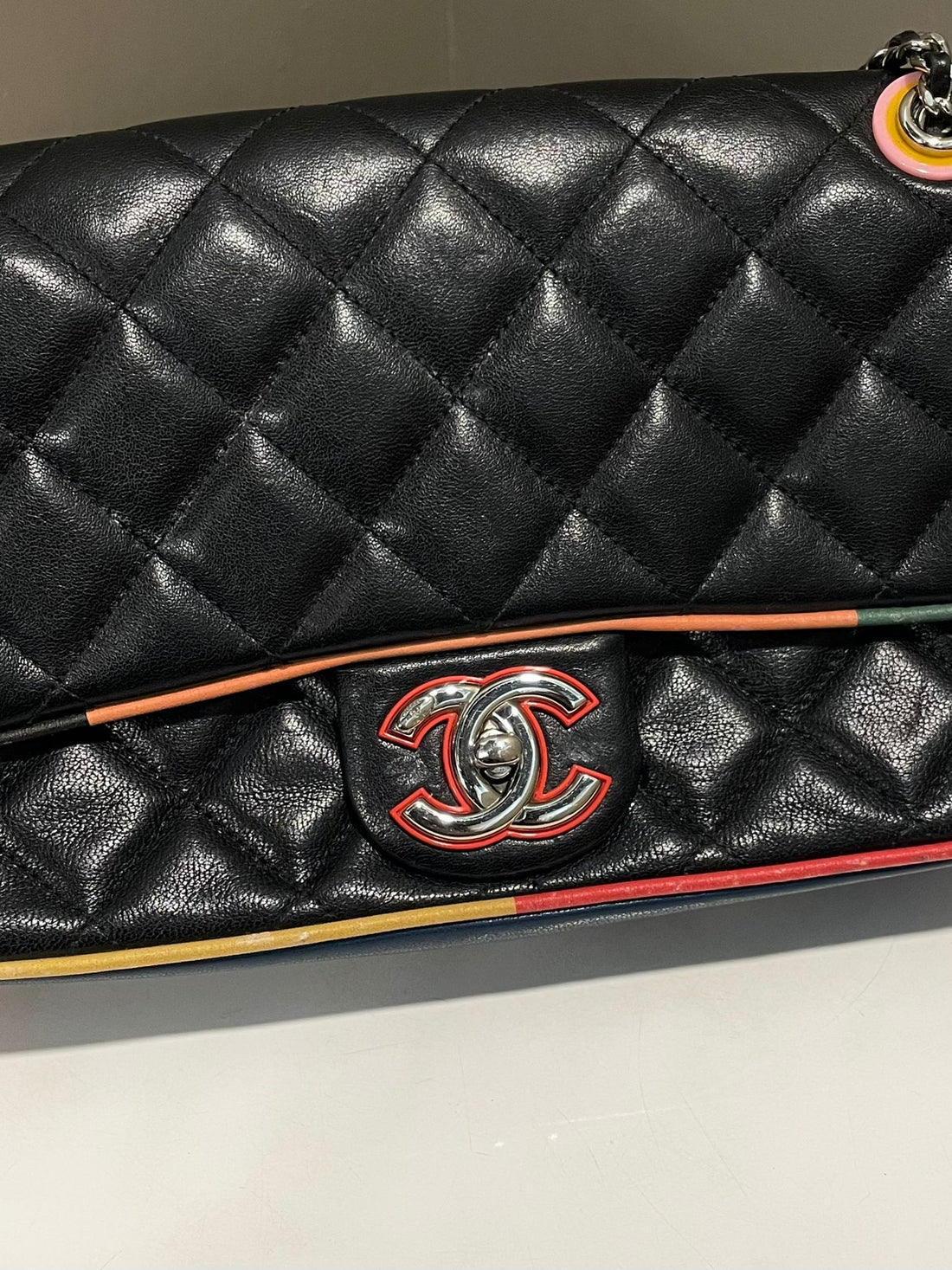 Chanel Quilted Cuba Flap Bag Black/ Multi Color Calf