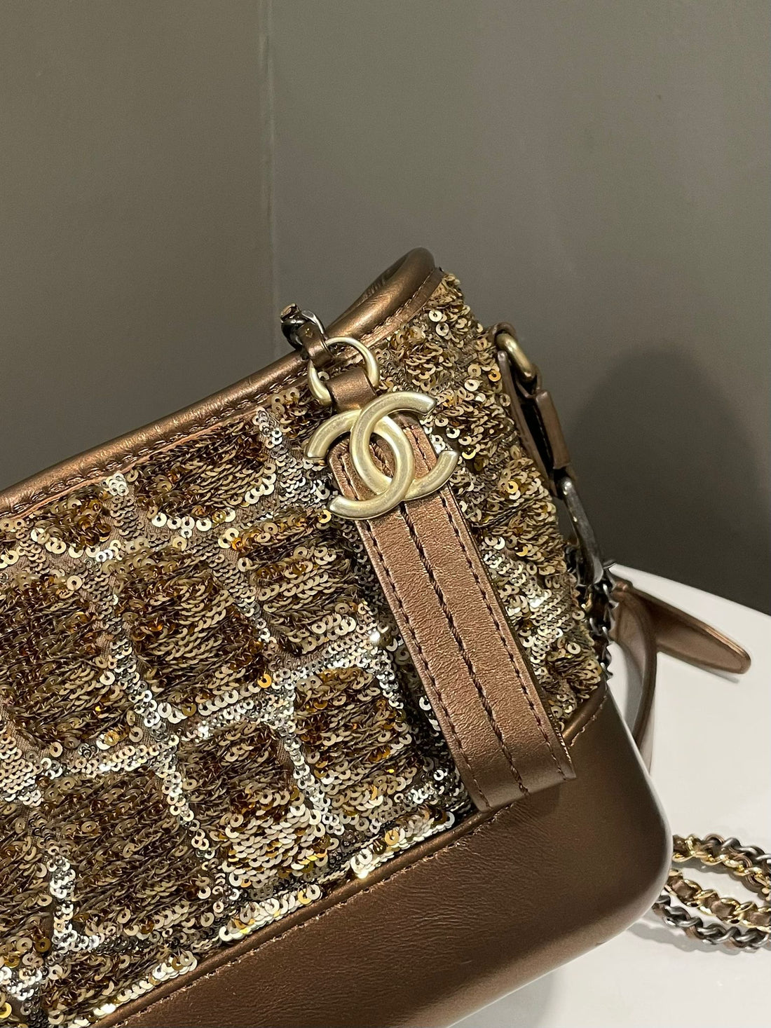 Chanel Quilted Gabrielle Bronze Sequins