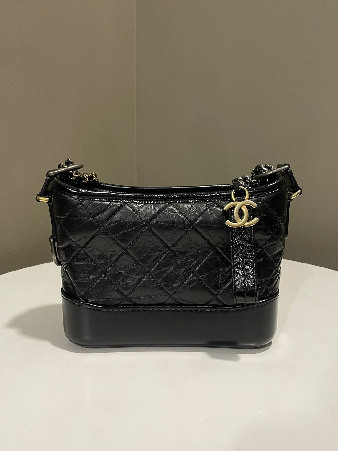 Chanel Quilted Gabrielle Hobo Black Calfskin