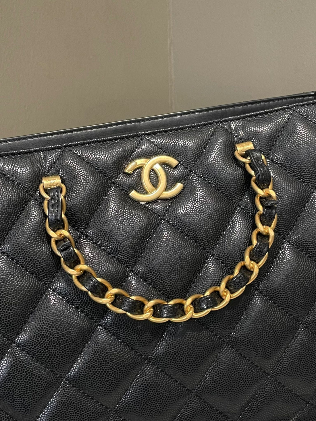 Chanel Quilted Grand Shopping Tote Bag Black Caviar