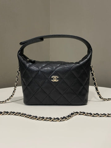 Chanel Quilted Hobo Chain Black Caviar