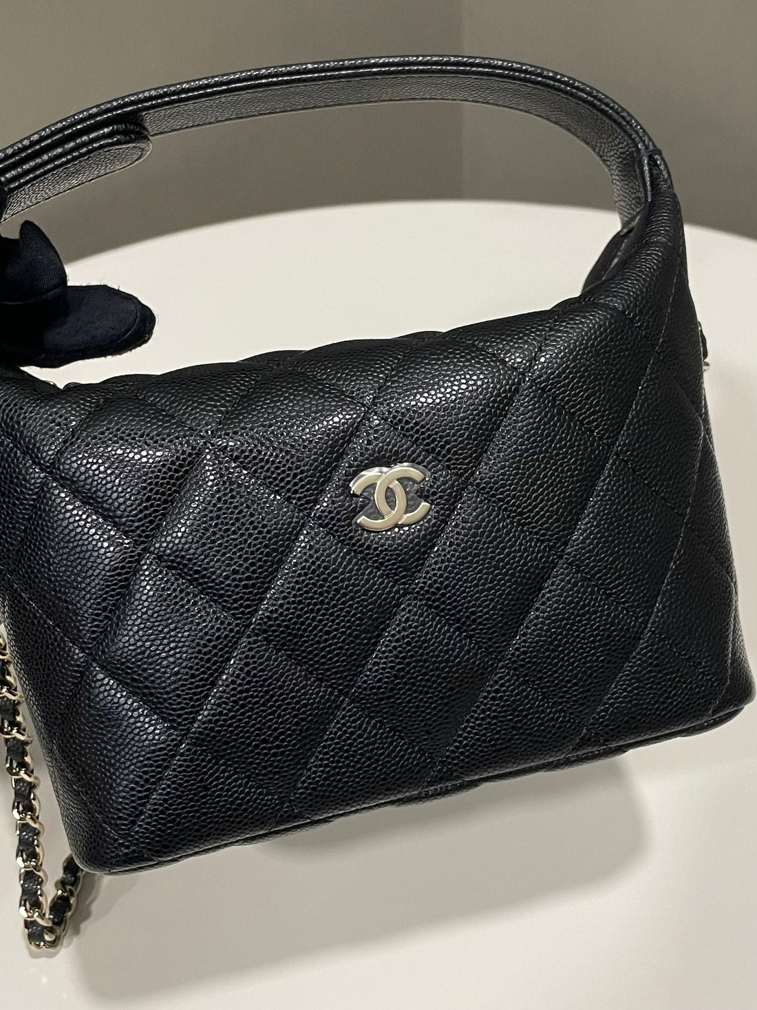 Chanel Quilted Hobo Chain Black Caviar