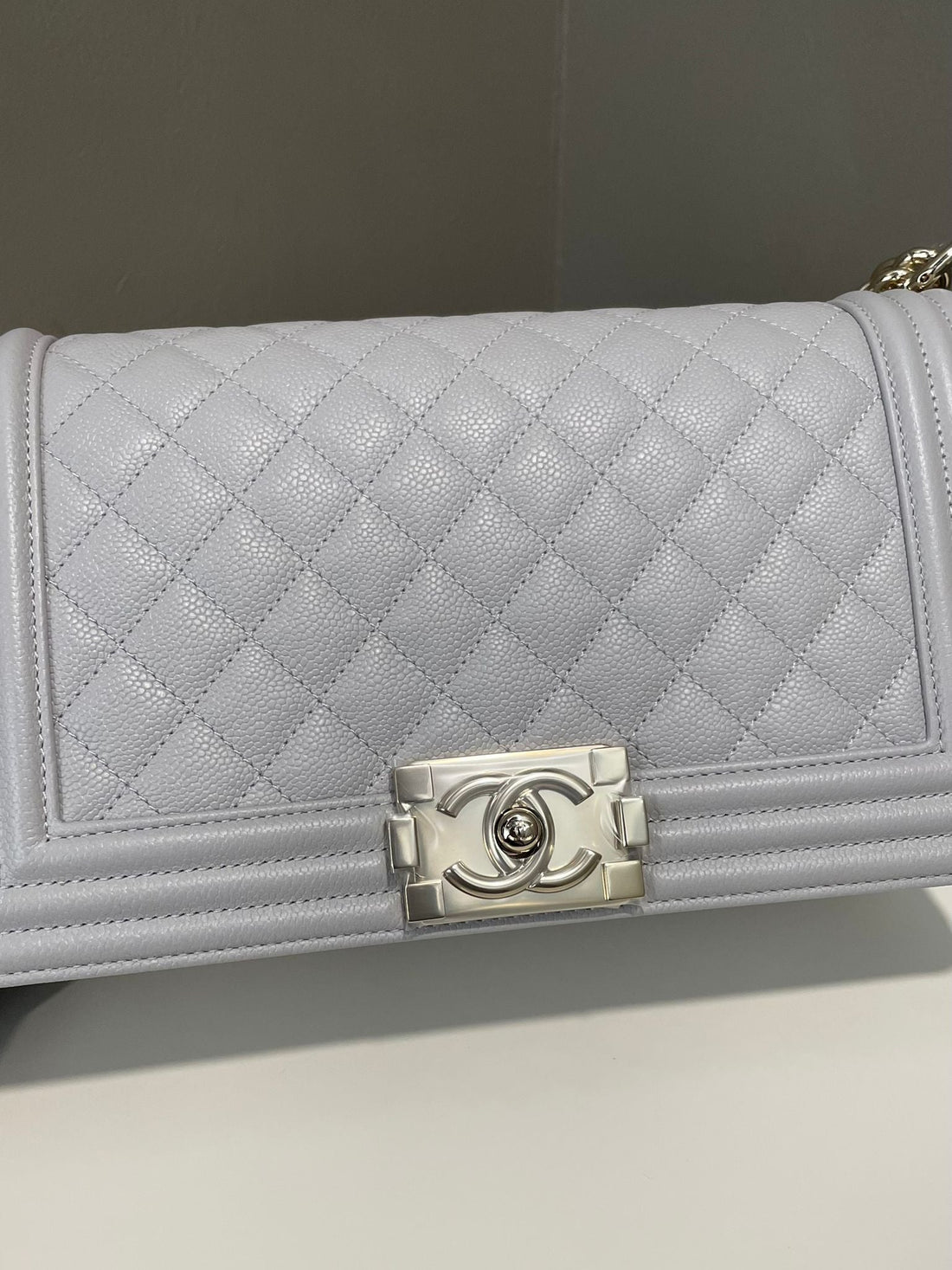 Chanel Quilted Medium Boy Dove Grey Caviar