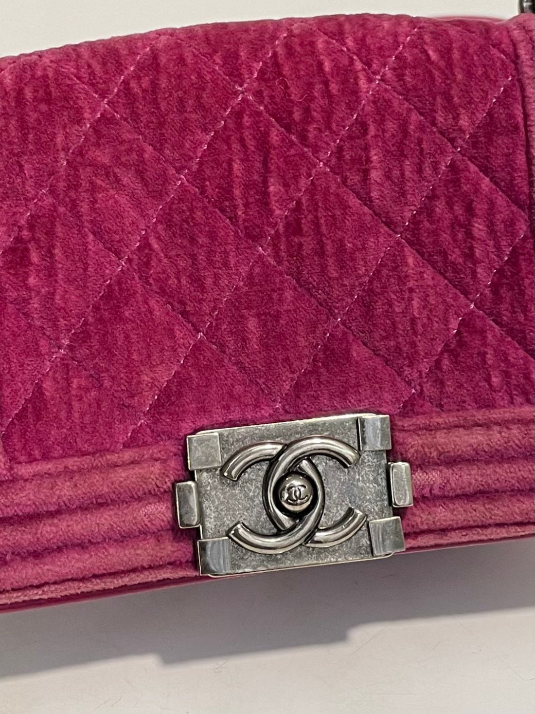 Chanel Quilted Mini Boy Wine Velvet
