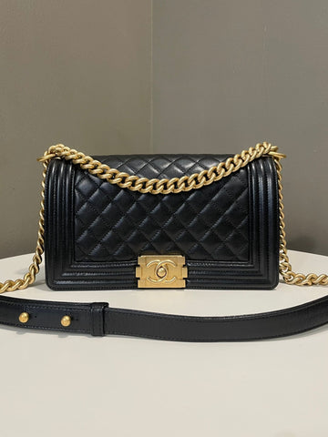 Chanel Quilted Old Medium Boy Black Caviar