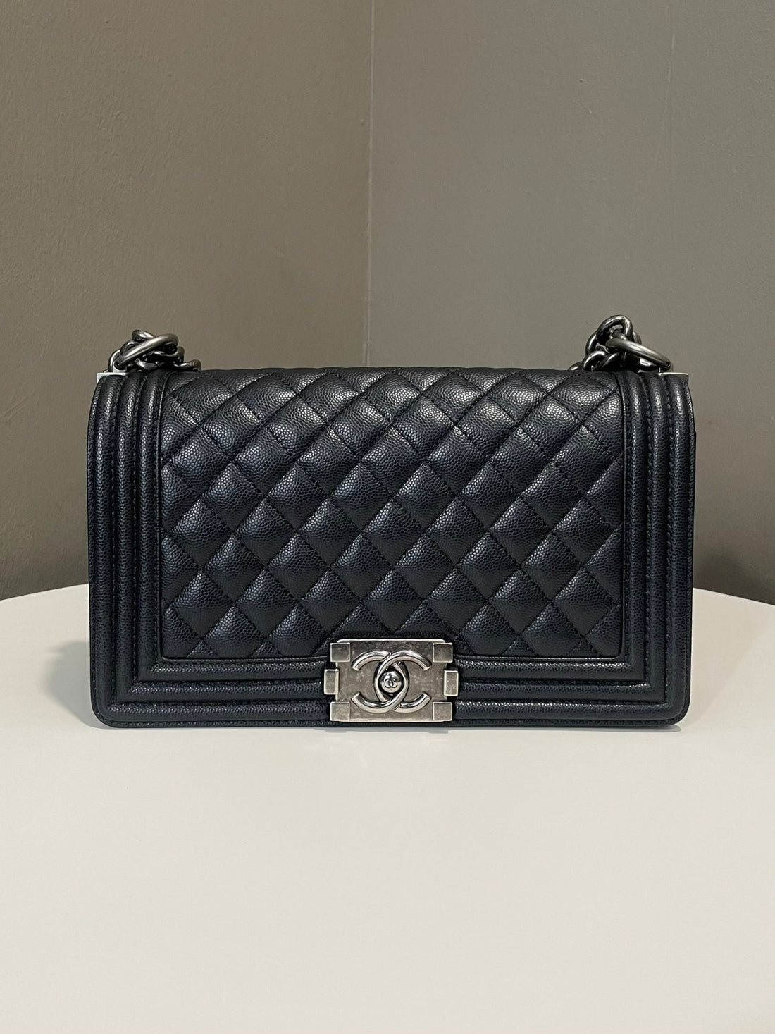 Chanel Quilted Old Medium Boy Black Caviar