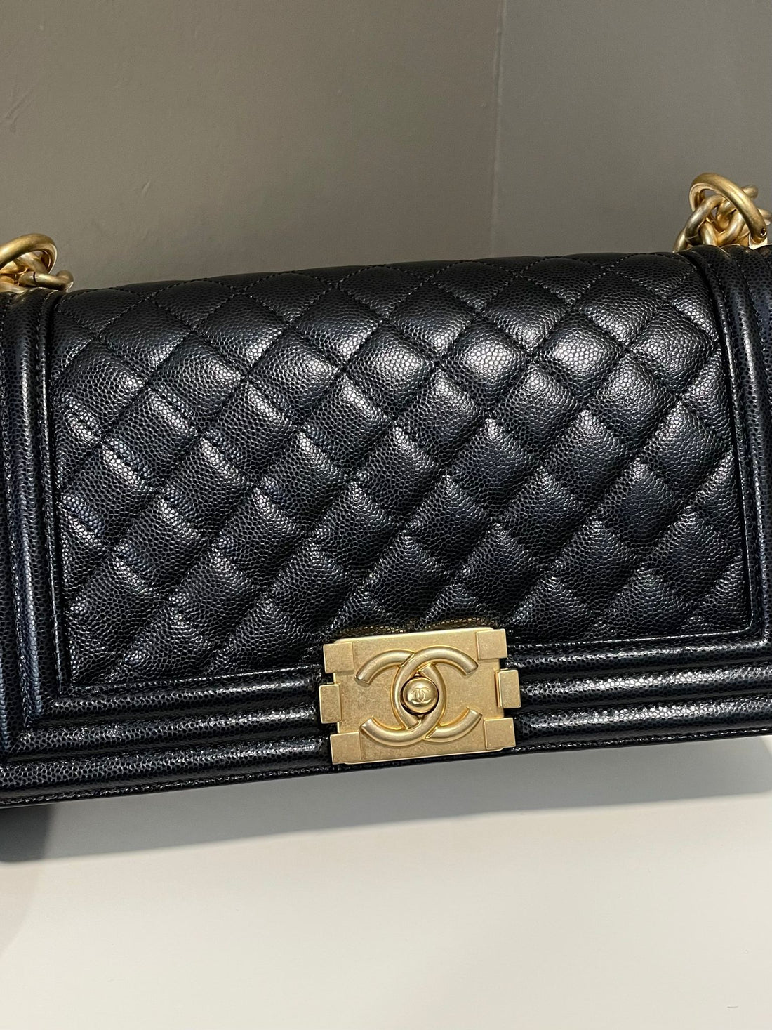 Chanel Quilted Old Medium Boy Black Caviar
