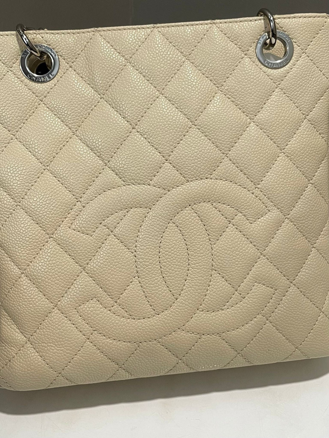 Chanel Quilted PST Cream Caviar