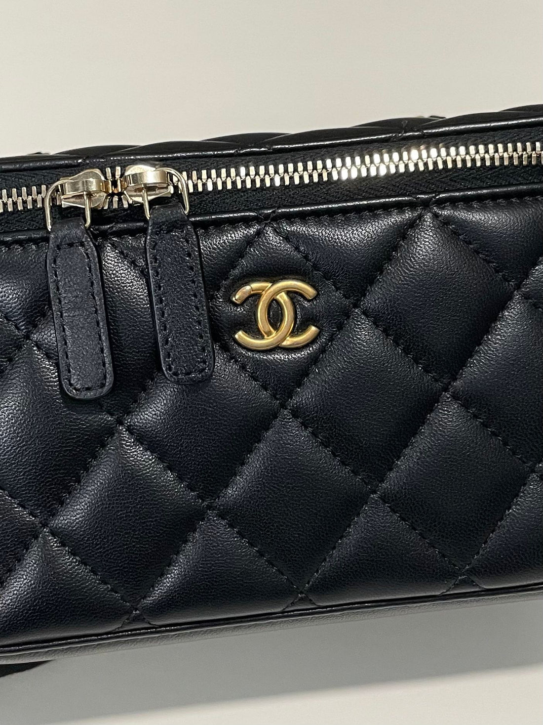 Chanel Quilted Pearl Crush Vanity Rectangular Black Lambskin