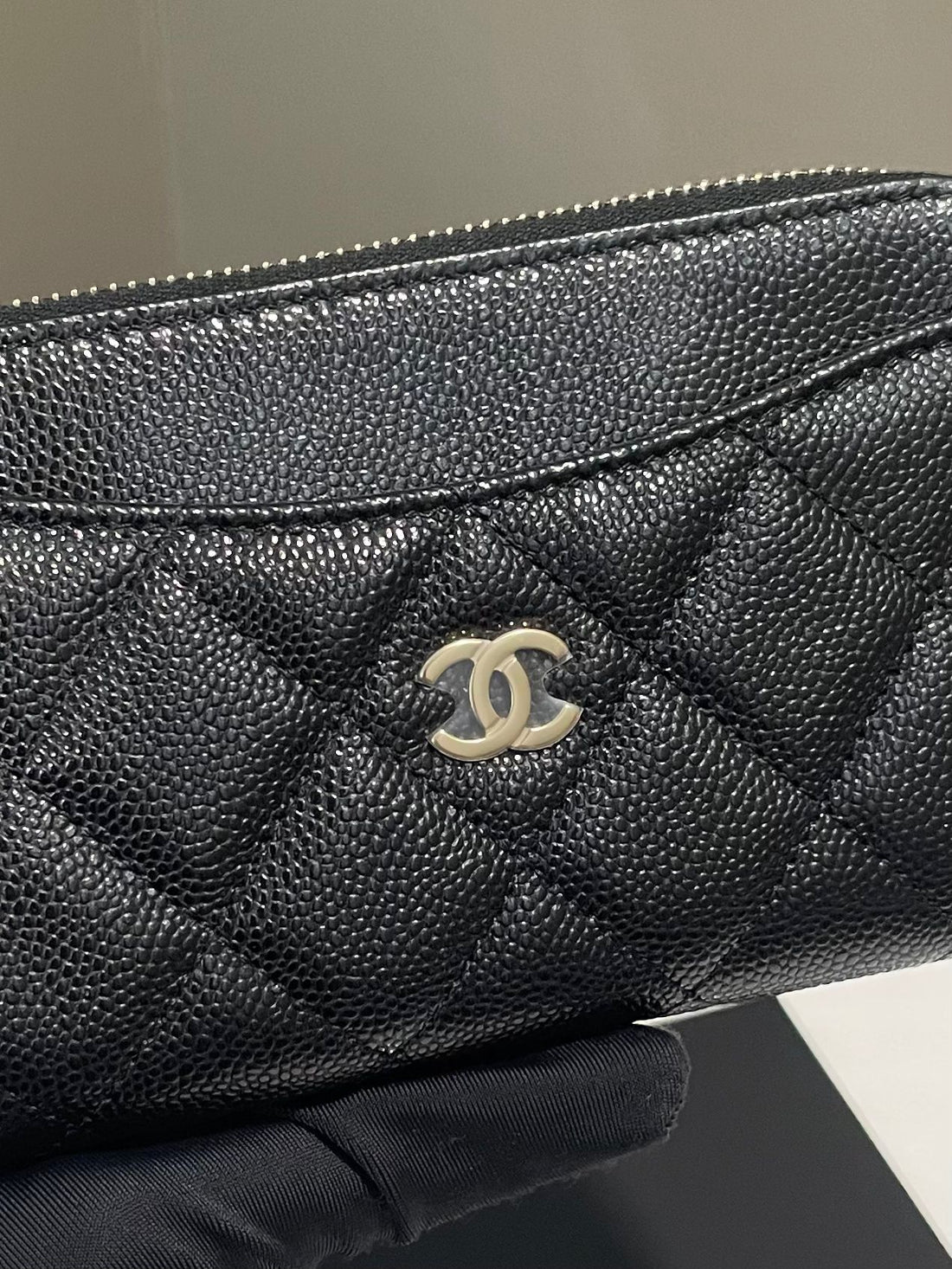 Chanel Quilted Zip Card Holder Black Caviar