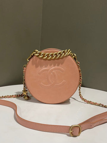 Chanel Round Clutch with Chain Beige