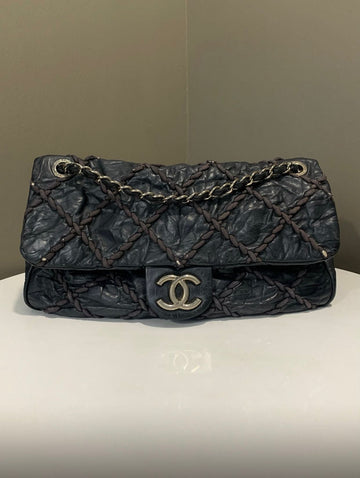 Chanel Ultra Stitch Cc Flap Black Distressed Leather