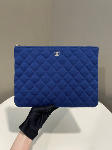 Chanel VIP Cc Quilted Ocase Blue / Emerald Jersey