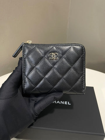 Chanel Zipped Coin Purse Wallet Black Caviar