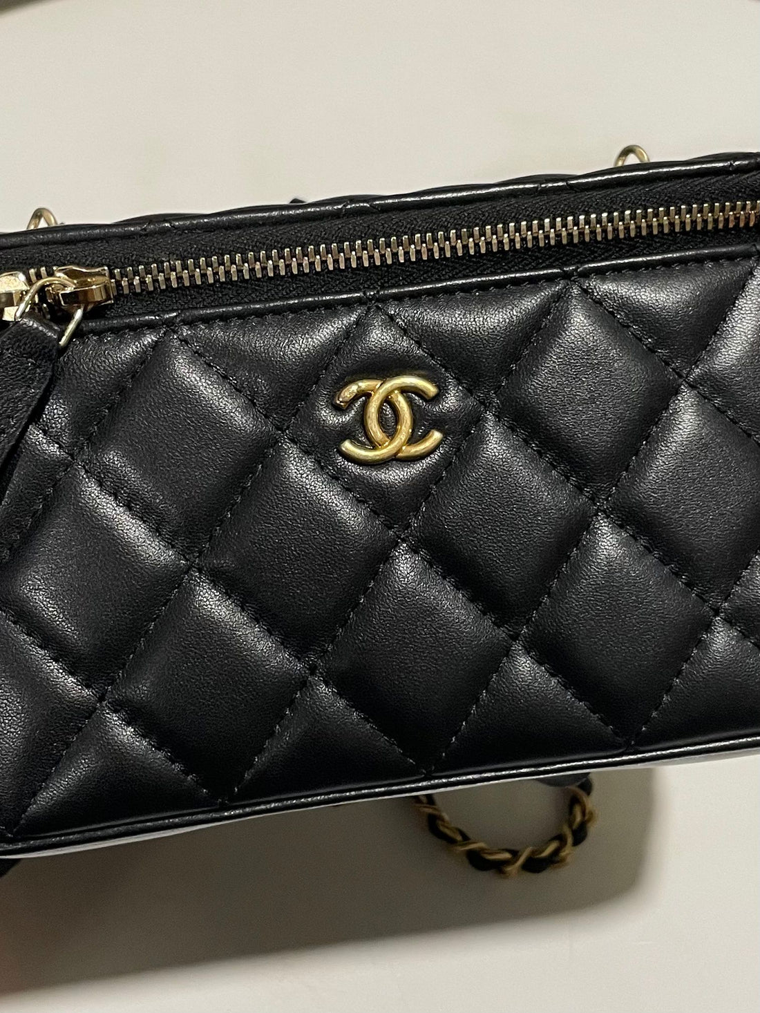Chanel Quilted Pearl Crush Vanity Rectangular Black Lambskin