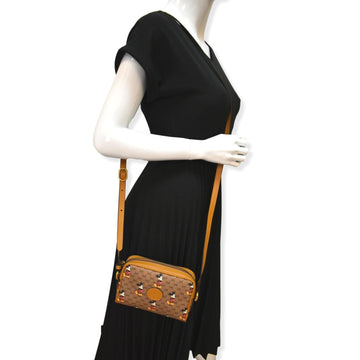 GUCCI x Disney Mickey Mo  GG Supreme Coated Canvas Crossbody Bag Brown 602536