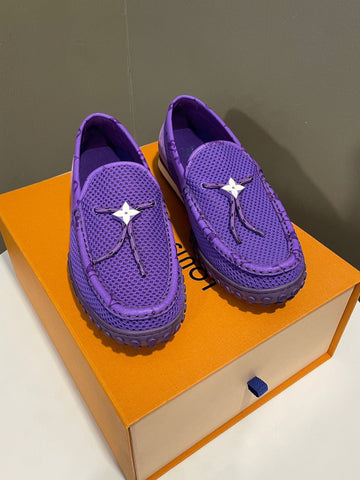 Louis Vuitton Racer Moccasins Loafers  Purple Monogram Leather Size 8.5
