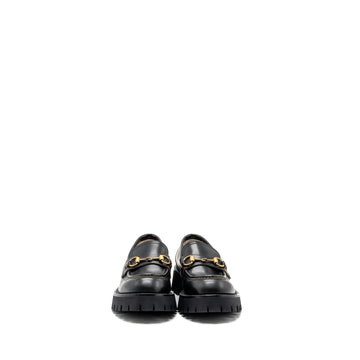 Gucci size 37 LEATHER LUG SOLE HORSEBIT LOAFER Black