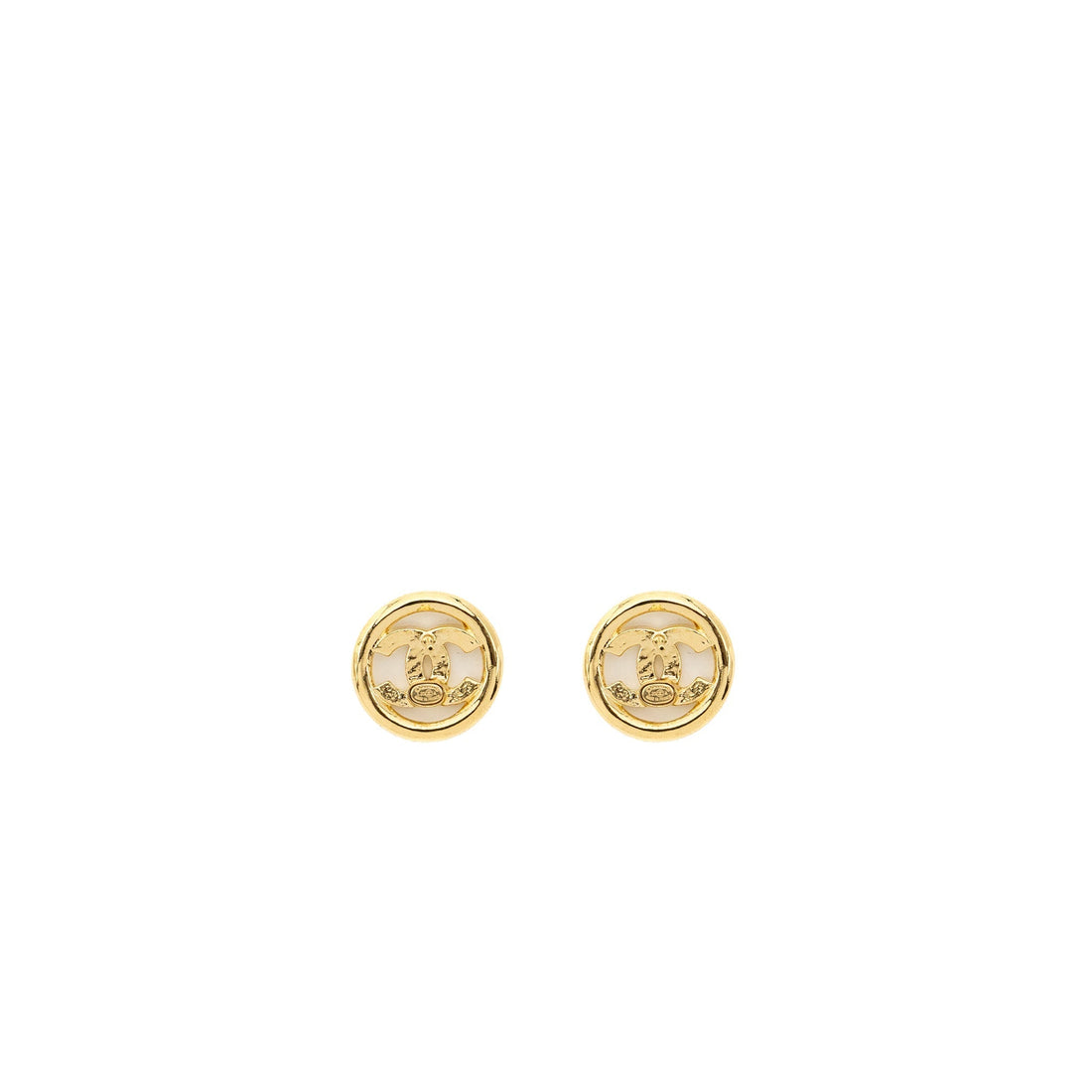 Chanel round and CC logo earrings gold tone
