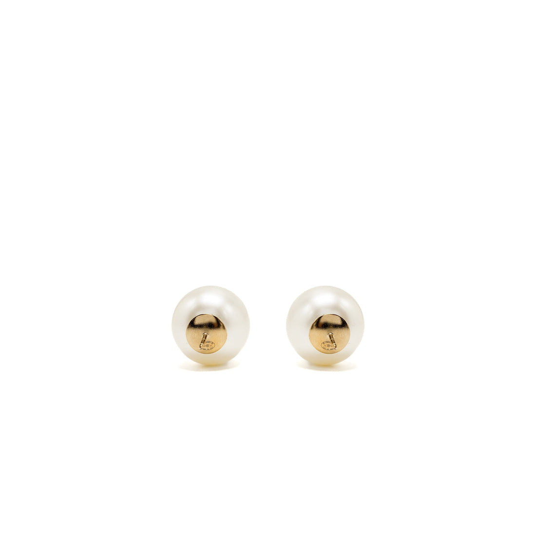 Chanel Giant Pearl Earrings Gold Tone