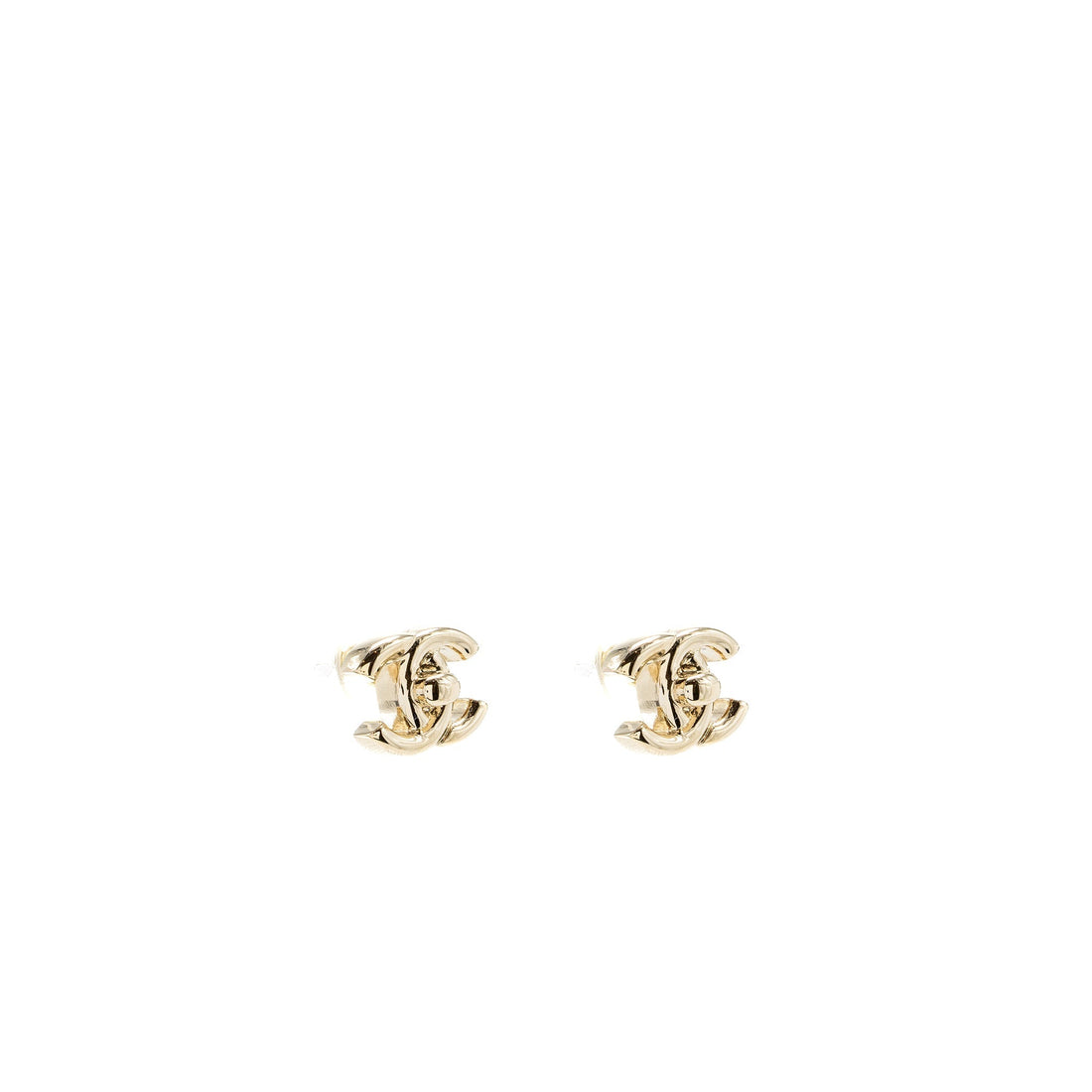 Chanel Classic CC Logo Earring Light Gold Tone