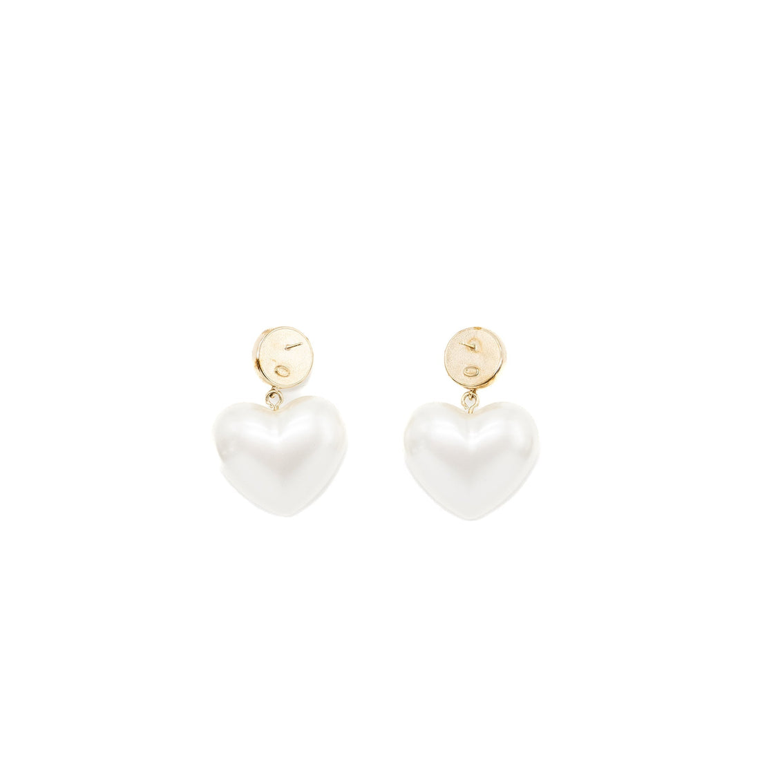 Chanel Heart Pearl Crystal CC Logo Earrings L