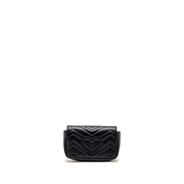 GUCCI Super Mini GG Marmont Calfskin Black